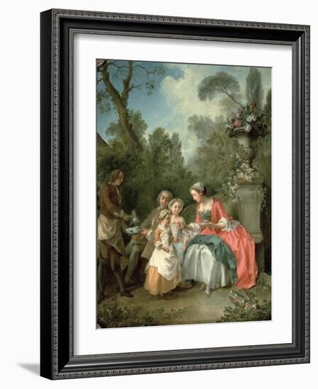 A Lady and a Gentleman in the Garden with Two Children c. 1742 (Detail)-Nicolas Lancret-Framed Giclee Print