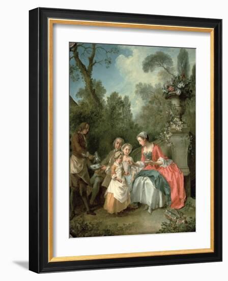 A Lady and a Gentleman in the Garden with Two Children c. 1742 (Detail)-Nicolas Lancret-Framed Giclee Print