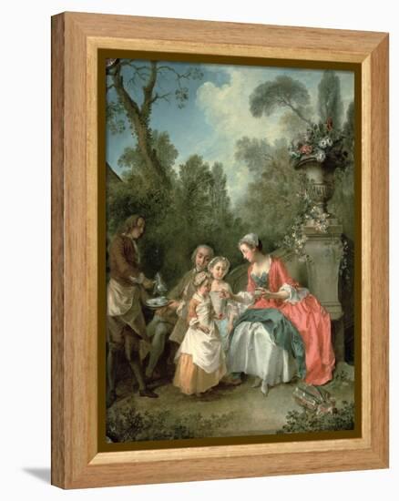 A Lady and a Gentleman in the Garden with Two Children c. 1742 (Detail)-Nicolas Lancret-Framed Premier Image Canvas