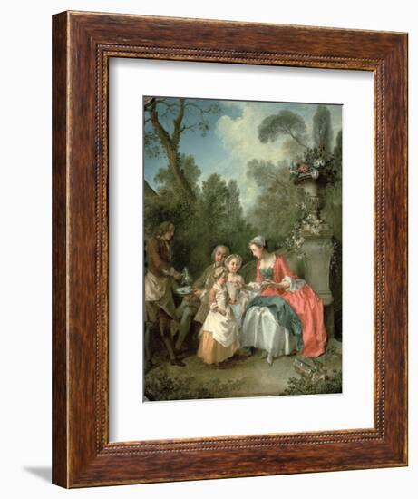 A Lady and a Gentleman in the Garden with Two Children c. 1742 (Detail)-Nicolas Lancret-Framed Giclee Print