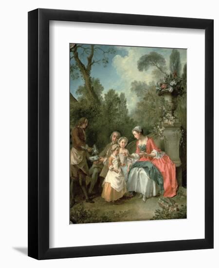 A Lady and a Gentleman in the Garden with Two Children c. 1742 (Detail)-Nicolas Lancret-Framed Giclee Print