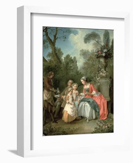 A Lady and a Gentleman in the Garden with Two Children c. 1742 (Detail)-Nicolas Lancret-Framed Giclee Print