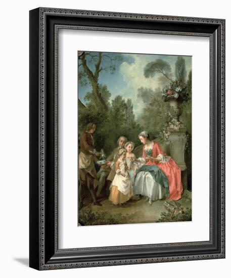 A Lady and a Gentleman in the Garden with Two Children c. 1742 (Detail)-Nicolas Lancret-Framed Giclee Print