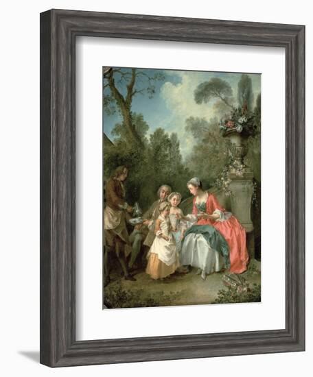 A Lady and a Gentleman in the Garden with Two Children c. 1742 (Detail)-Nicolas Lancret-Framed Premium Giclee Print