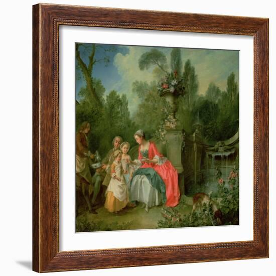 A Lady and a Gentleman in the Garden with Two Children c. 1742-Nicolas Lancret-Framed Giclee Print