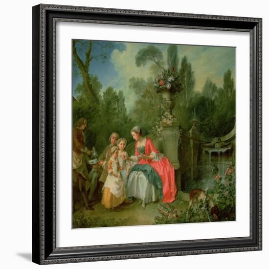 A Lady and a Gentleman in the Garden with Two Children c. 1742-Nicolas Lancret-Framed Giclee Print