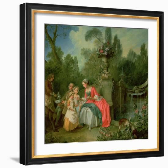 A Lady and a Gentleman in the Garden with Two Children c. 1742-Nicolas Lancret-Framed Giclee Print