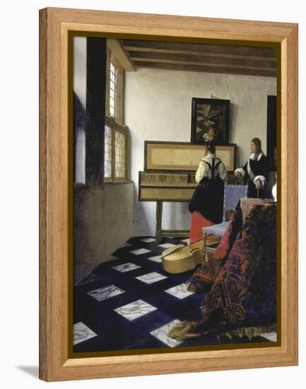 A Lady at the Virginal with a Gentleman (The Music Lesso), Ca 1662-Johannes Vermeer-Framed Premier Image Canvas