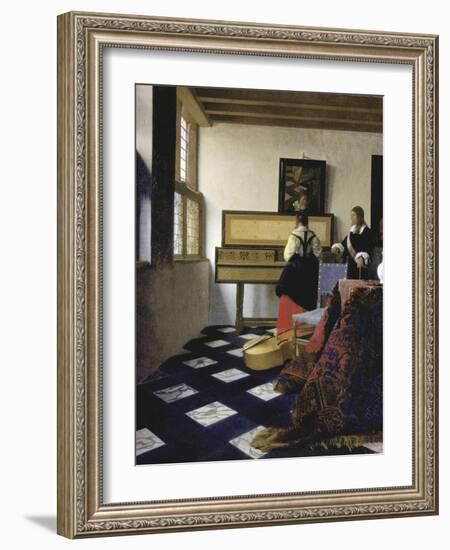 A Lady at the Virginal with a Gentleman (The Music Lesso), Ca 1662-Johannes Vermeer-Framed Giclee Print