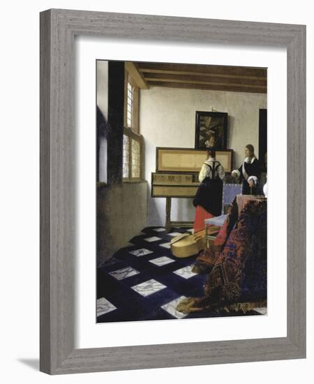 A Lady at the Virginal with a Gentleman (The Music Lesso), Ca 1662-Johannes Vermeer-Framed Giclee Print