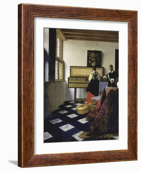 A Lady at the Virginal with a Gentleman (The Music Lesso), Ca 1662-Johannes Vermeer-Framed Giclee Print