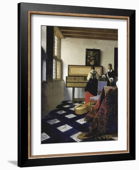 A Lady at the Virginal with a Gentleman (The Music Lesso), Ca 1662-Johannes Vermeer-Framed Giclee Print