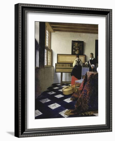 A Lady at the Virginal with a Gentleman (The Music Lesso), Ca 1662-Johannes Vermeer-Framed Giclee Print