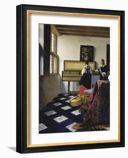 A Lady at the Virginal with a Gentleman (The Music Lesso), Ca 1662-Johannes Vermeer-Framed Giclee Print