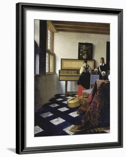 A Lady at the Virginal with a Gentleman (The Music Lesso), Ca 1662-Johannes Vermeer-Framed Giclee Print