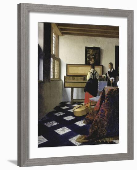 A Lady at the Virginal with a Gentleman (The Music Lesso), Ca 1662-Johannes Vermeer-Framed Giclee Print