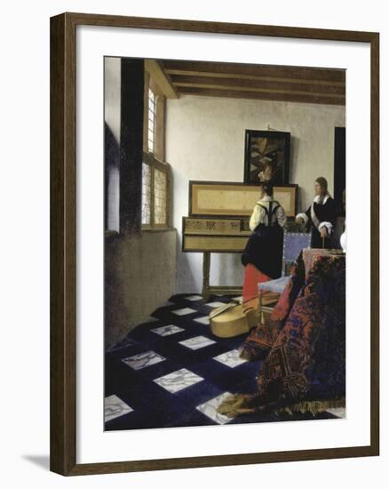 A Lady at the Virginal with a Gentleman (The Music Lesso), Ca 1662-Johannes Vermeer-Framed Giclee Print