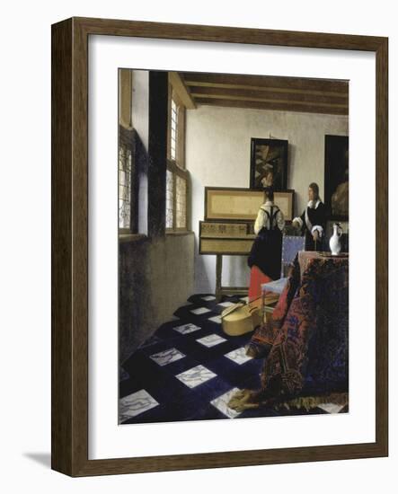 A lady at the virginals with a gentleman ('The Music Lesson'). Around 1662-Johannes Vermeer-Framed Giclee Print