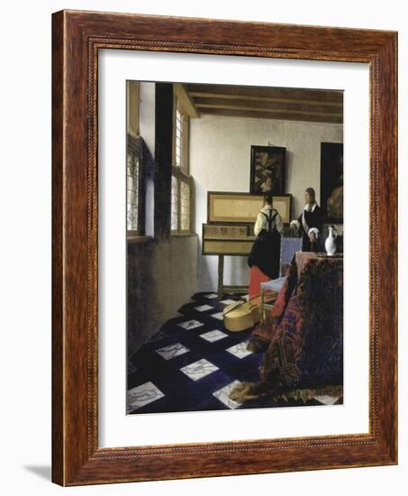 A lady at the virginals with a gentleman ('The Music Lesson'). Around 1662-Johannes Vermeer-Framed Giclee Print