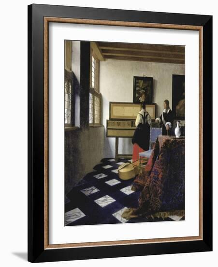 A lady at the virginals with a gentleman ('The Music Lesson'). Around 1662-Johannes Vermeer-Framed Giclee Print