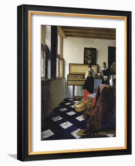 A lady at the virginals with a gentleman ('The Music Lesson'). Around 1662-Johannes Vermeer-Framed Giclee Print