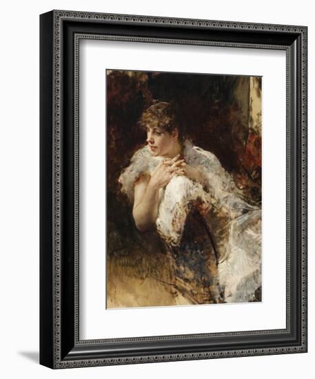 A Lady from Naples-Giuseppe De Nittis-Framed Premium Giclee Print