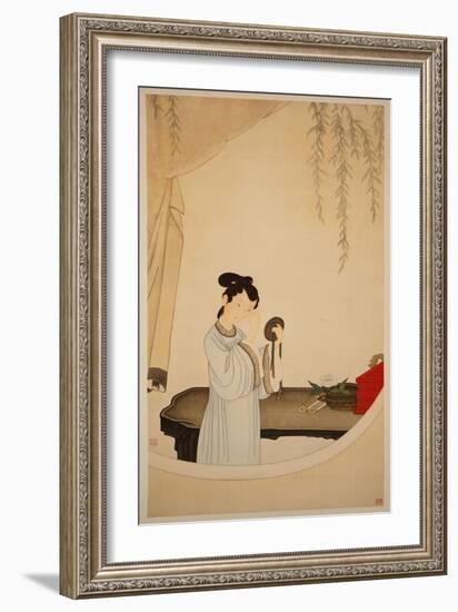 A Lady Gazing in the Mirror-Wu Changshuo-Framed Giclee Print