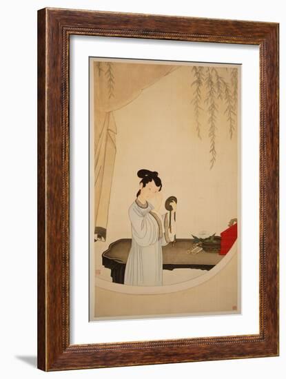 A Lady Gazing in the Mirror-Wu Changshuo-Framed Giclee Print