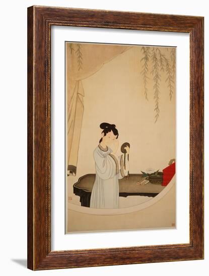 A Lady Gazing in the Mirror-Wu Changshuo-Framed Giclee Print