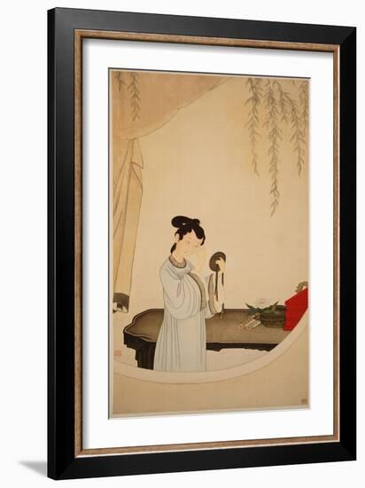 A Lady Gazing in the Mirror-Wu Changshuo-Framed Giclee Print