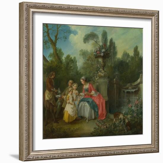 A Lady in a Garden Taking Coffee with Some Children, Ca 1742-Nicolas Lancret-Framed Giclee Print