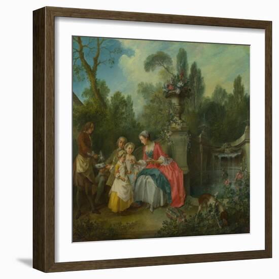 A Lady in a Garden Taking Coffee with Some Children, Ca 1742-Nicolas Lancret-Framed Giclee Print