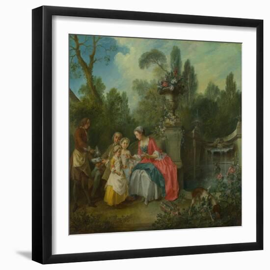 A Lady in a Garden Taking Coffee with Some Children, Ca 1742-Nicolas Lancret-Framed Giclee Print