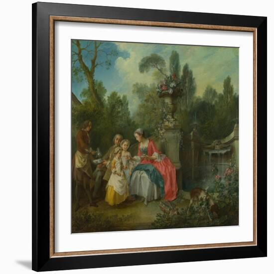 A Lady in a Garden Taking Coffee with Some Children, Ca 1742-Nicolas Lancret-Framed Giclee Print