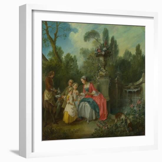 A Lady in a Garden Taking Coffee with Some Children, Ca 1742-Nicolas Lancret-Framed Giclee Print