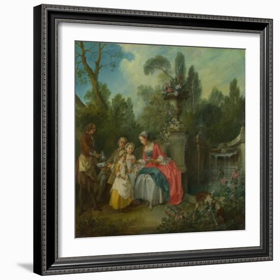 A Lady in a Garden Taking Coffee with Some Children, Ca 1742-Nicolas Lancret-Framed Giclee Print