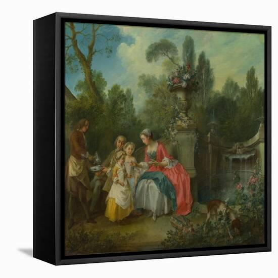 A Lady in a Garden Taking Coffee with Some Children, Ca 1742-Nicolas Lancret-Framed Premier Image Canvas