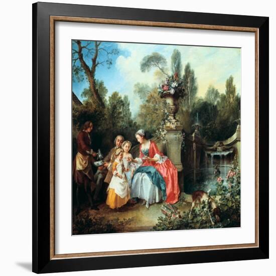 A Lady in a Garden Taking Coffee with Some Children, Probably 1742-Nicolas Lancret-Framed Giclee Print