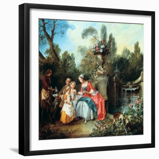 A Lady in a Garden Taking Coffee with Some Children, Probably 1742-Nicolas Lancret-Framed Giclee Print