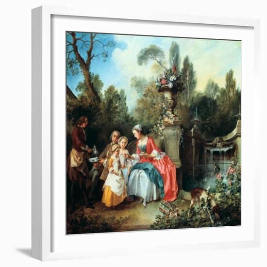 A Lady in a Garden Taking Coffee with Some Children, Probably 1742-Nicolas Lancret-Framed Giclee Print