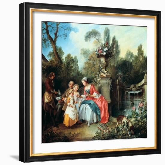 A Lady in a Garden Taking Coffee with Some Children, Probably 1742-Nicolas Lancret-Framed Giclee Print