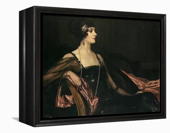 A Lady in Black: Portrait of Jean Ainsworth, Viscountess Massereene and Ferrard, 1917-Sir John Lavery-Framed Premier Image Canvas