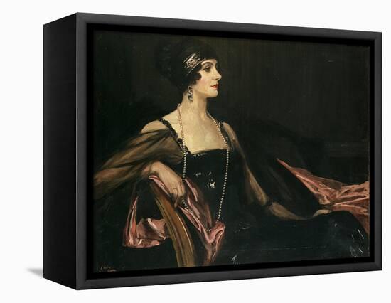 A Lady in Black: Portrait of Jean Ainsworth, Viscountess Massereene and Ferrard, 1917-Sir John Lavery-Framed Premier Image Canvas