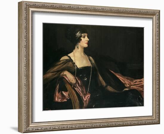 A Lady in Black: Portrait of Jean Ainsworth, Viscountess Massereene and Ferrard, 1917-Sir John Lavery-Framed Giclee Print
