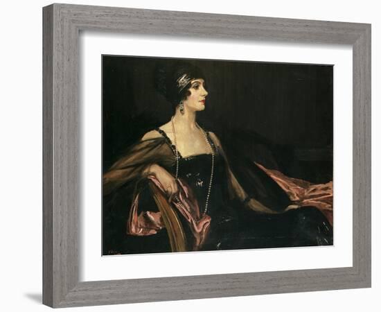 A Lady in Black: Portrait of Jean Ainsworth, Viscountess Massereene and Ferrard, 1917-Sir John Lavery-Framed Giclee Print