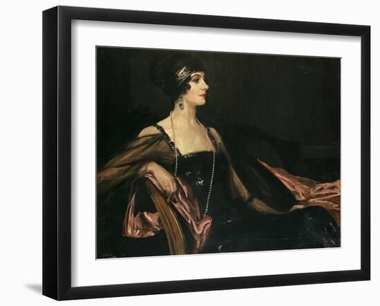 A Lady in Black: Portrait of Jean Ainsworth, Viscountess Massereene and Ferrard, 1917-Sir John Lavery-Framed Giclee Print