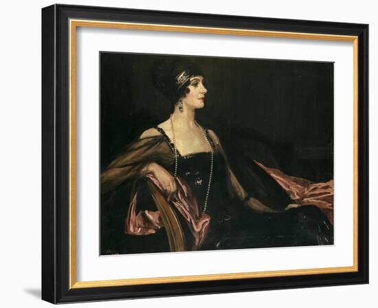 A Lady in Black: Portrait of Jean Ainsworth, Viscountess Massereene and Ferrard, 1917-Sir John Lavery-Framed Giclee Print