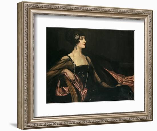 A Lady in Black: Portrait of Jean Ainsworth, Viscountess Massereene and Ferrard, 1917-Sir John Lavery-Framed Giclee Print