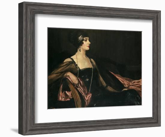 A Lady in Black: Portrait of Jean Ainsworth, Viscountess Massereene and Ferrard, 1917-Sir John Lavery-Framed Giclee Print