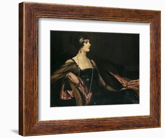 A Lady in Black: Portrait of Jean Ainsworth, Viscountess Massereene and Ferrard, 1917-Sir John Lavery-Framed Giclee Print